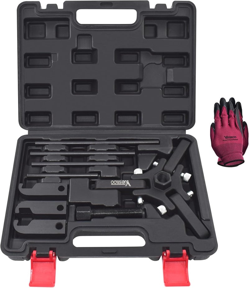 Yuesstloo Harmonic Balancer Damper Pulley Puller Kit, Compatible with Ford GM Chrysler Cadillac Chevy Trucks Mitsubishi, Adjustable Upgraded 3-Jaw Puller for Harmonic Damper & Balancer Removal - Image 1